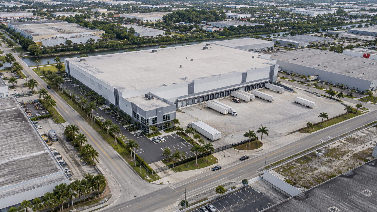 Aerial view of an unbranded Miami-Dade industrial property
